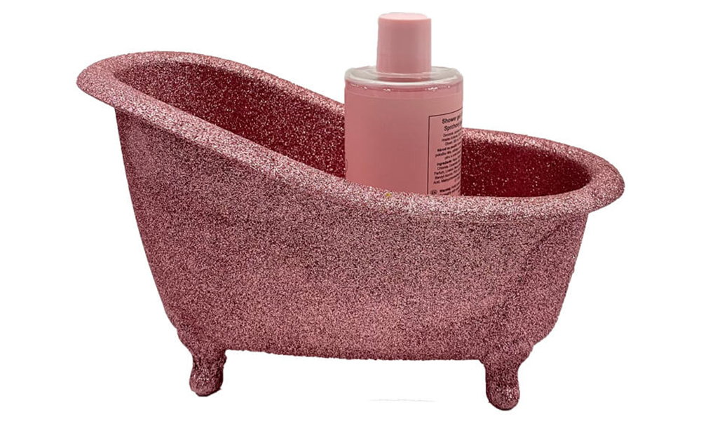 Mini-Badewanne aus rosa glänzendem Kunststoff