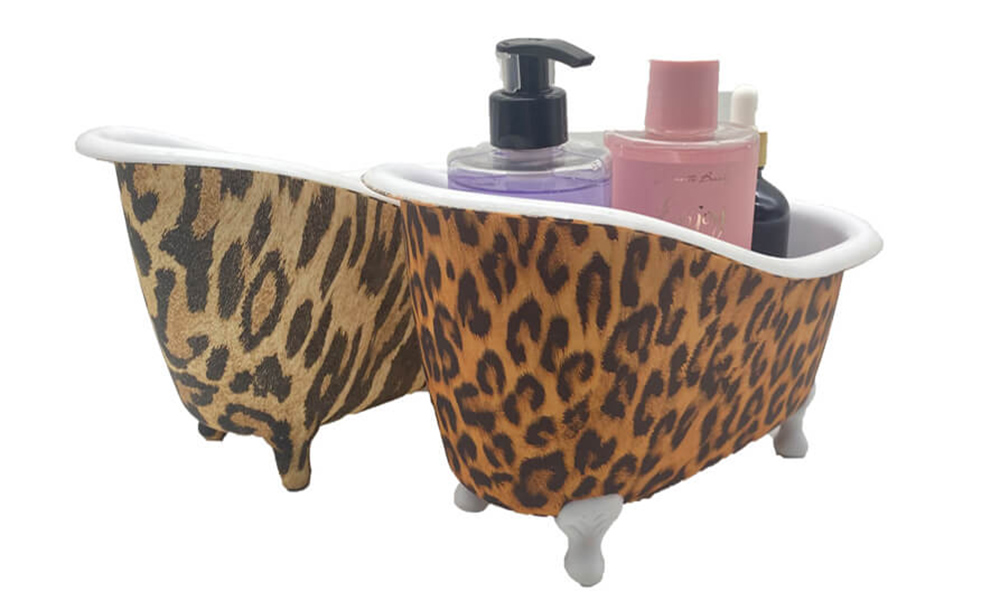 Mini-Badewannenbehälter aus Kunststoff mit Leopardenmuster