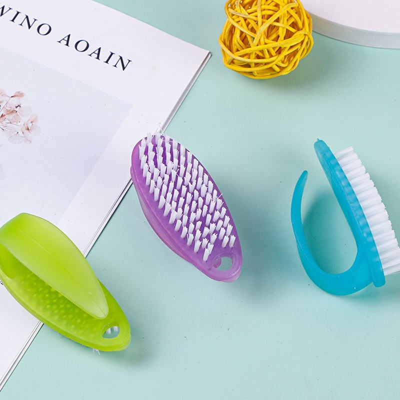 Neues Design Customized Griff Grip Nail Art Staub sauber Bürste Zweiseitige Kunststoff-Bimsstein-Bürste